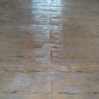 Hormigón impreso madera color 107 con desmoldeante 103