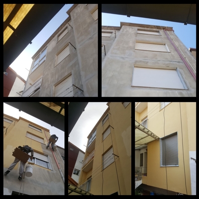 restauración de una fachada trasera mediante trabajos verticales