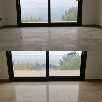 Restauración de suelos de mármol - Antes y después