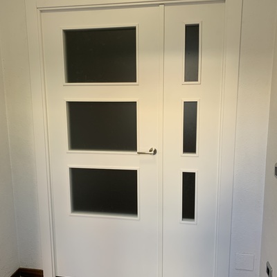 Puertas lacada blanca de 3 vidrios mate
