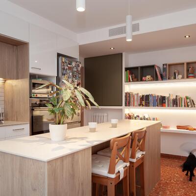 Cocina y pasillo