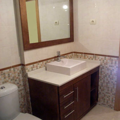 Mueble con lavabo sobre encimera