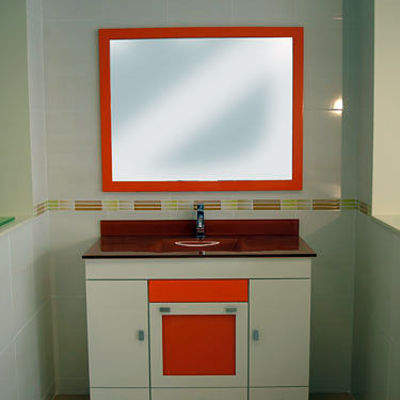 Mueble encimera de cristal naranja
