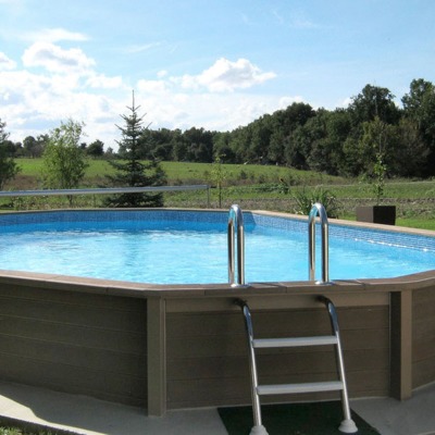 Piscina semienterrada madera