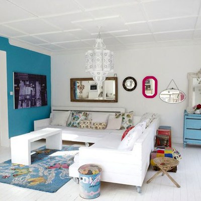 Pared turquesa.