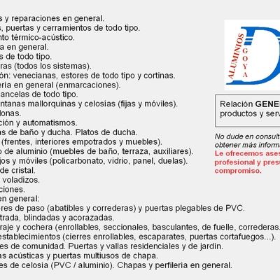 Productos y servicios generales