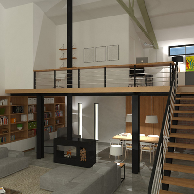 Render de un Proyecto de reforma de una nave industrial en Girona.