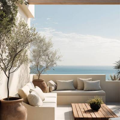Terraza de estar con vistas al mar