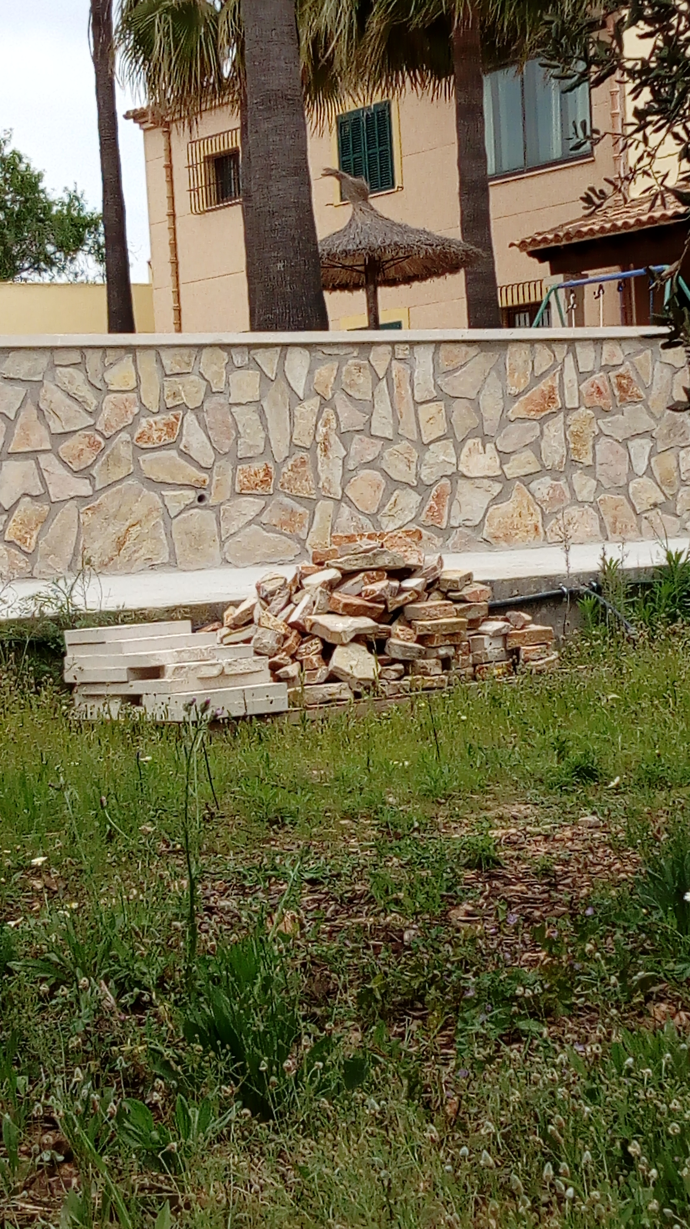 Muro de piedra en   terraza