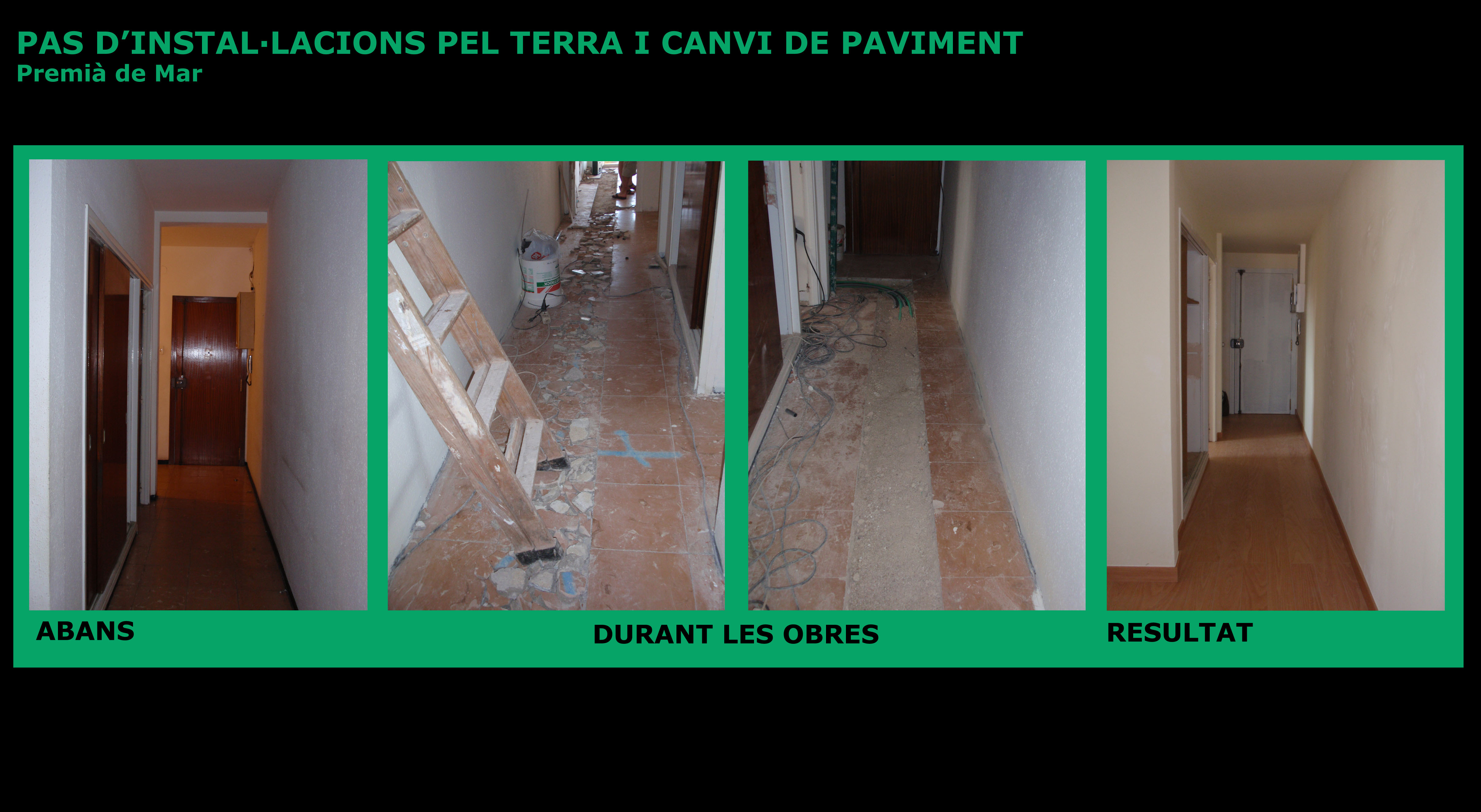 Paso de instalaciones por el suelo y cambio de pavimento