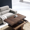 Mesa centro elevable --rectangular curva--disemobel nogal serie a