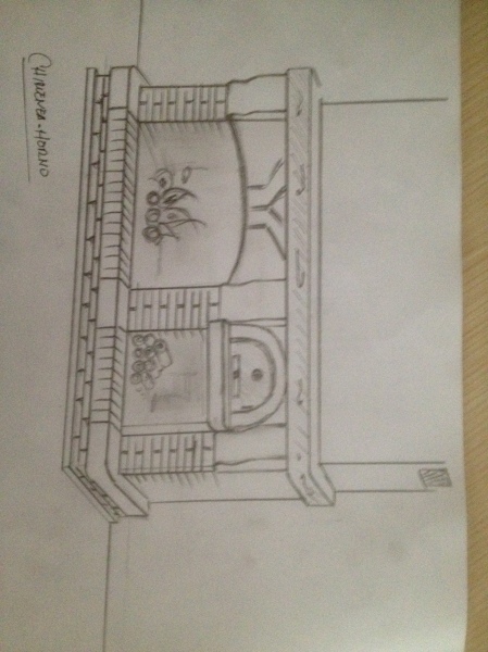 boceto de chimenea horno 