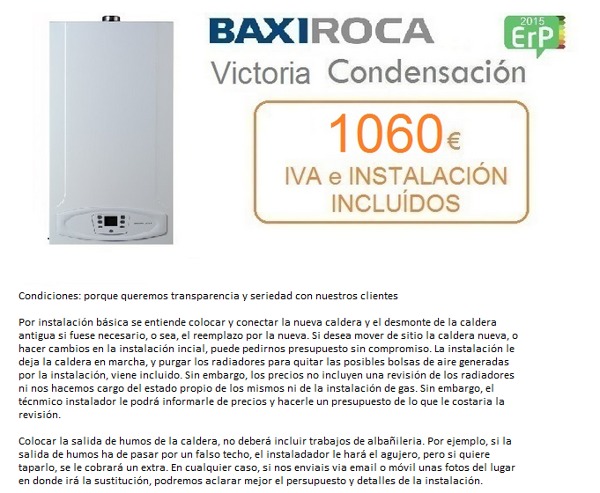 Caldera Baxi Roca Victoria Condes 24 kw 