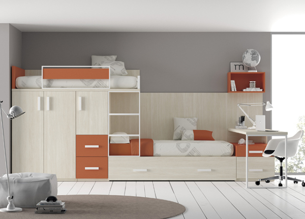 conjunto camas tren kids touch