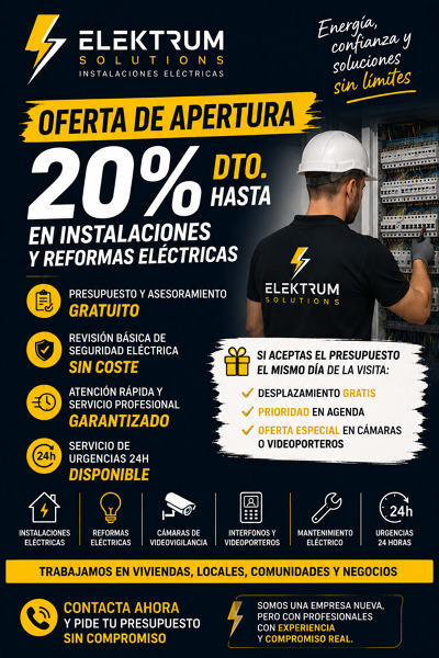 ⚡ ¡GRAN APERTURA! Elektrum Solutions: Tú Energía en Manos Profesionales ⚡