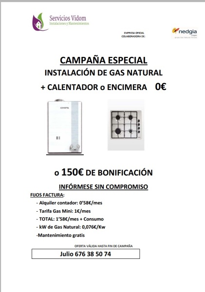 Oferta instalacion Gas natural