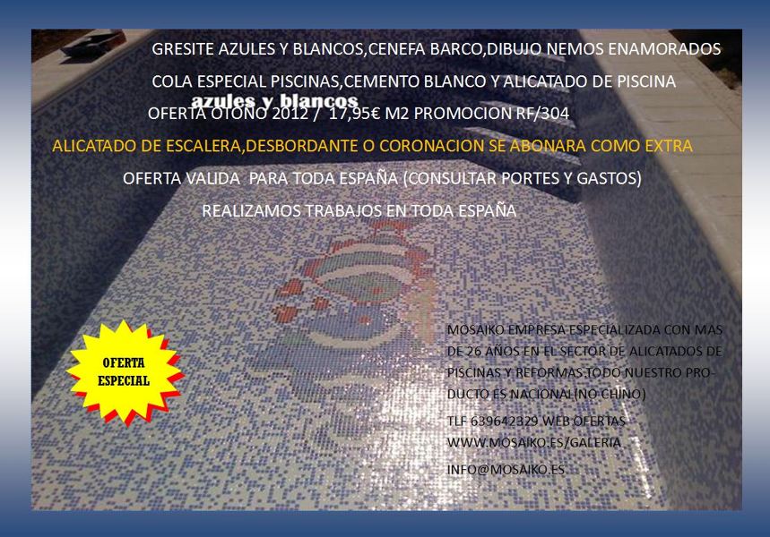 OFERTAS EN ALICATADO DE PISCINAS 2012