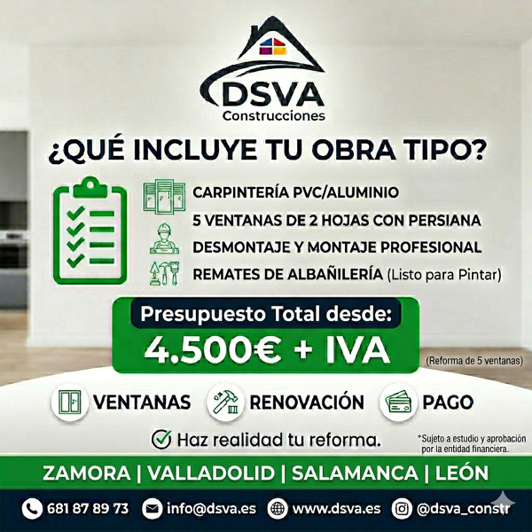 Presupuesto de Obra Tipo Todo Incluido: Ventanas Premium