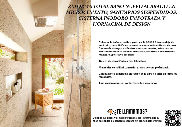 REFORMA TOTAL BAÑO NUEVO ACABADO EN MICROCEMENTO