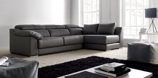 sofa chaise longue piel oscura