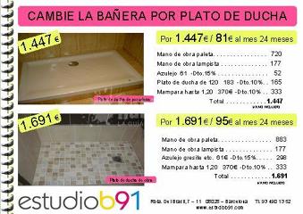 Oferta cambio de bañera por plato de ducha por 1691 € + IVA