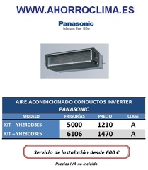 Oferta Aire Acondicionado Conductos Inverter Panasonic Kit-Yh Desde 1210 €