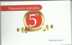 5º aniversario , descuentos especiales