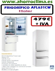 frigorífico  combi total no frost en blanco clase A+ de haier modelo AFL631CW con cajones congelador