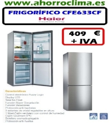 frigorífico  combi total no frost en look inoxidable con display LED interno clase A+ de haier modelo CFL633CF