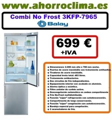 frigorífico no frost Balay 3KFP-7965  clase a + puerta acero inoxidable. Capacidad 403 litros