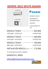 OFERTA SPLITS 2012 DAIKIN 