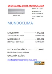 OFERTA SPLITS MUNDOCLIMA 2012