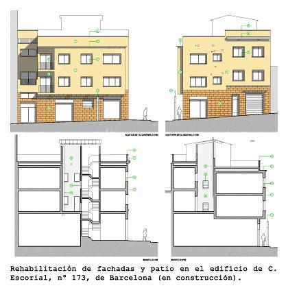 Rehabilitacion de fachada y patio interior de un edificio en el barrio de Gracia
