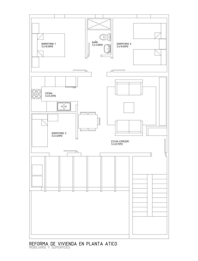 Plano Para Reforma De Vivienda En Planta Ático