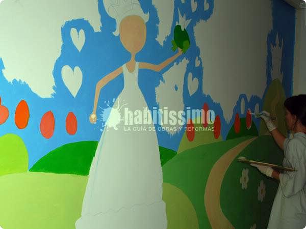 Mural infantil princesa y sapo