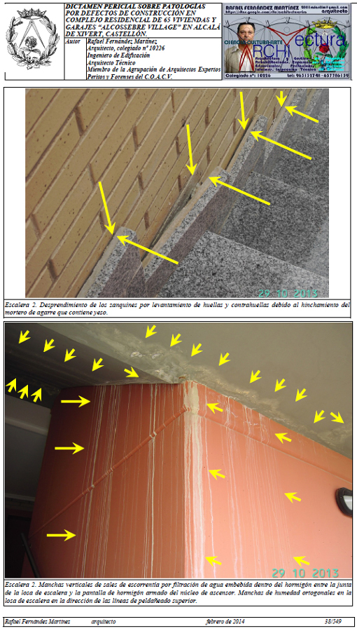 Alcossebre Village. Dictamen Pericial. Escalera 2. Casetón y zanquines.