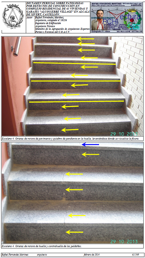Alcossebre Village. Dictamen Pericial. Escalera 4. Rotura pavimento.