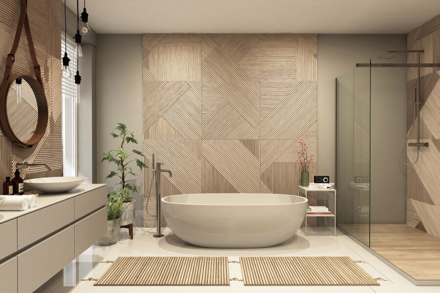 Baño con bañera y ducha moderno