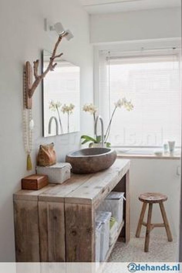 BAÑO ESTILO RUSTICO BLANCO -madera