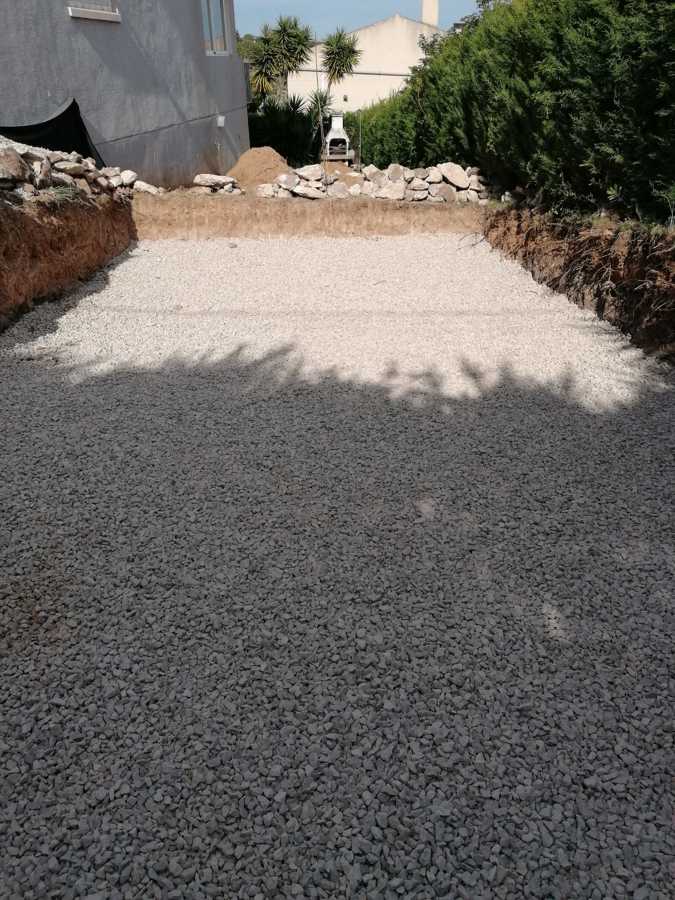 Cama de grava.