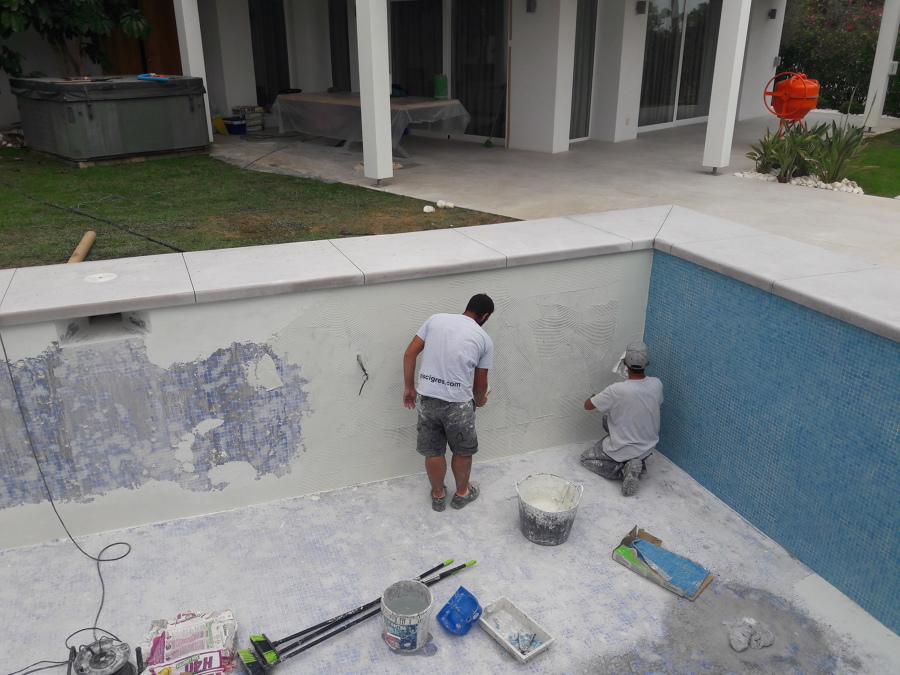 colocacion gresite paredes