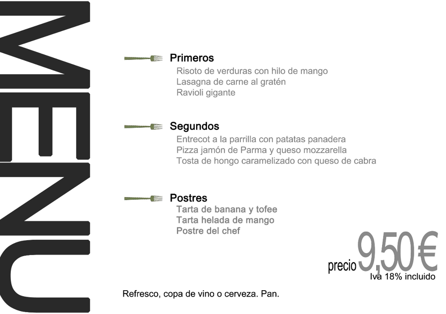Diseño carta para restaurante Italiano