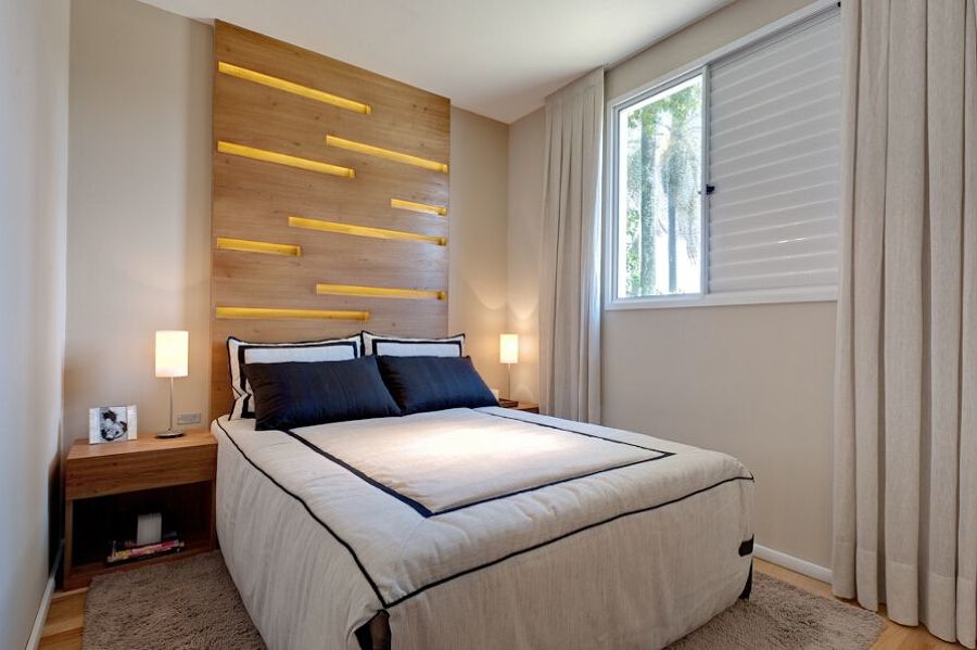Dormitorio con panel de led