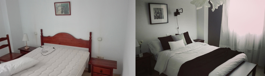 El antes y después de uno de los dormitorios