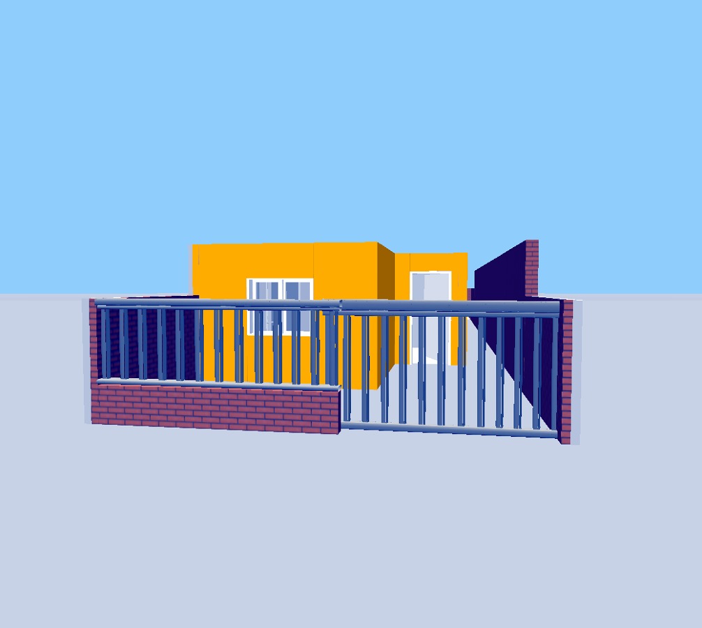 fachada con muro frontal 