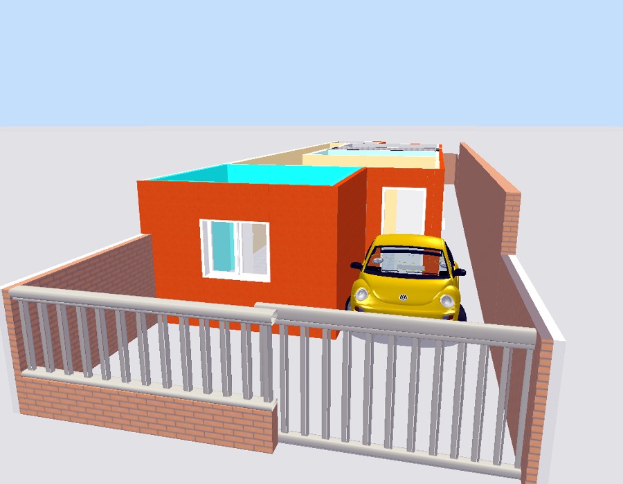 fachada en naranja
