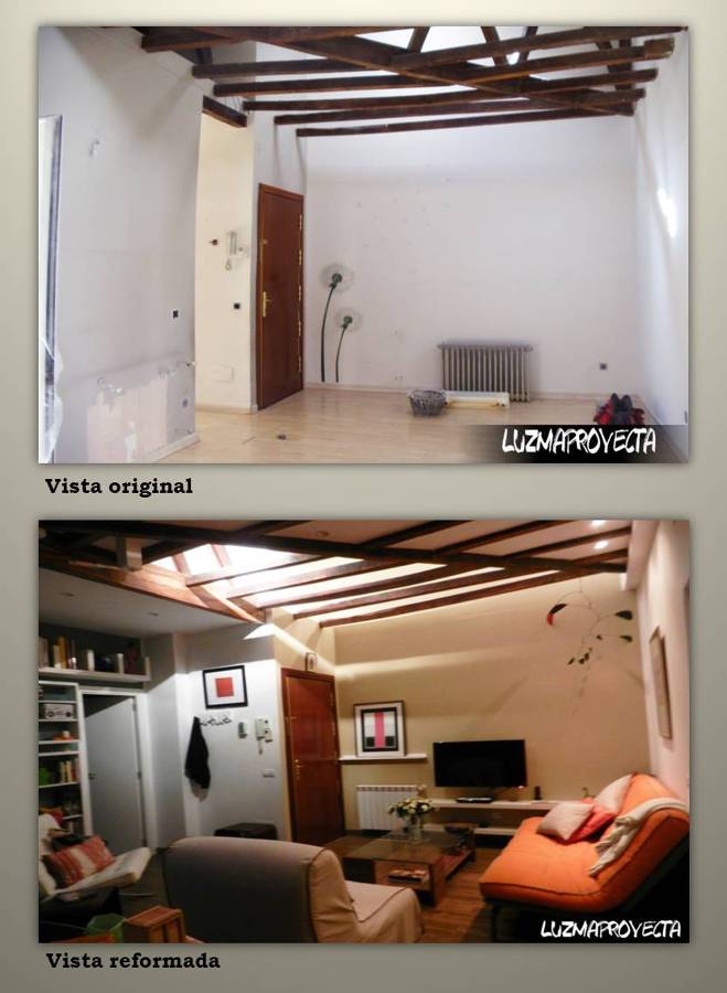 Fotos comparativas área del salón