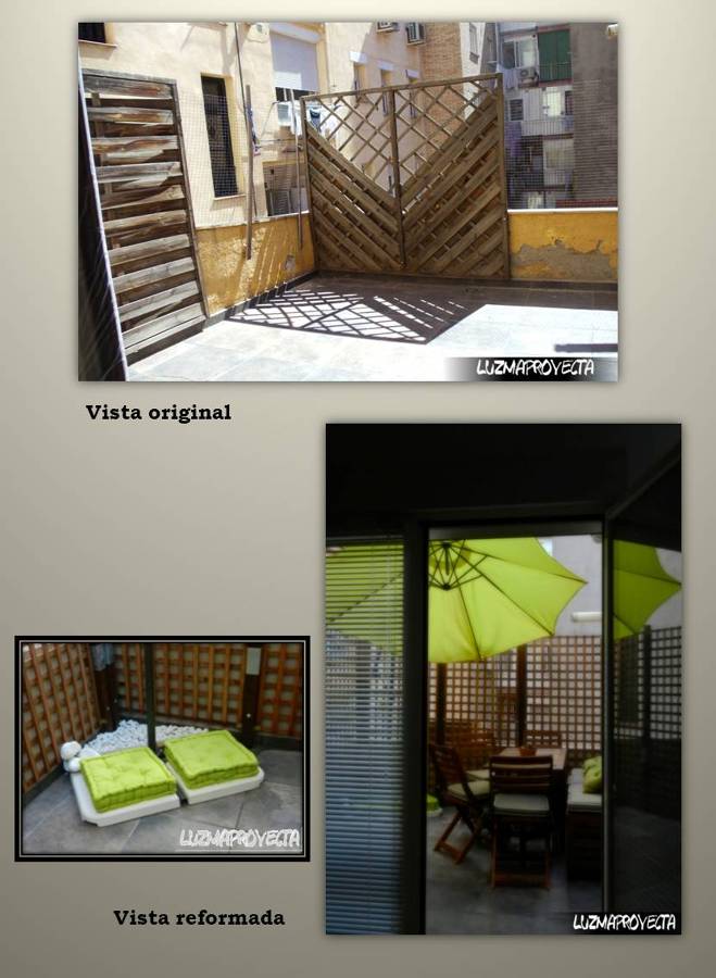 Fotos comparativas de la terraza