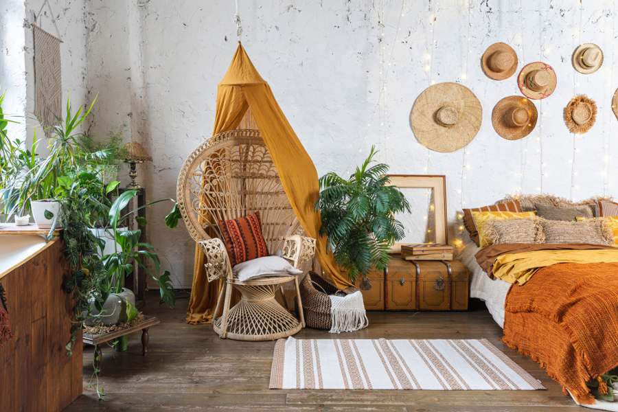 Habitación boho chic