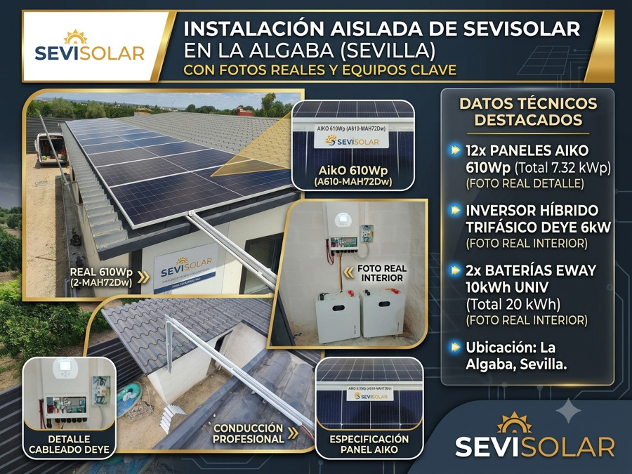 Instalación Solar Aislada Trifásica 7,32 kWp con 20 kWh en Baterías Eway en La Algaba — Sevisolar